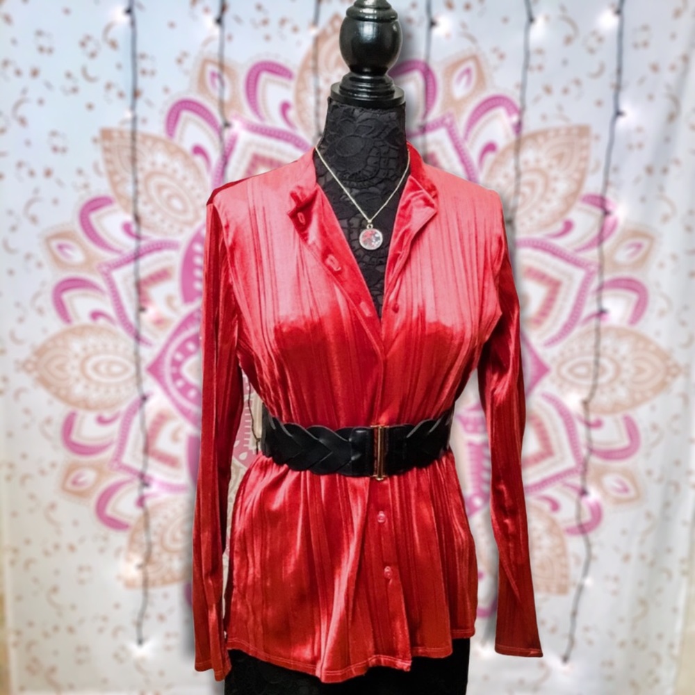 Linden Hill Red Velvet Holiday Blouse Long sleeve